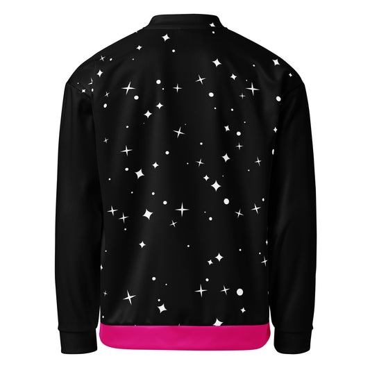Statement Unisex Bomberjacke Rückansicht mit Sternenmuste