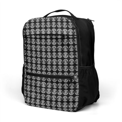 Der Statement Allzweck-Rucksack von Research Merch mit All-Over Print Muster von der Seitenansicht